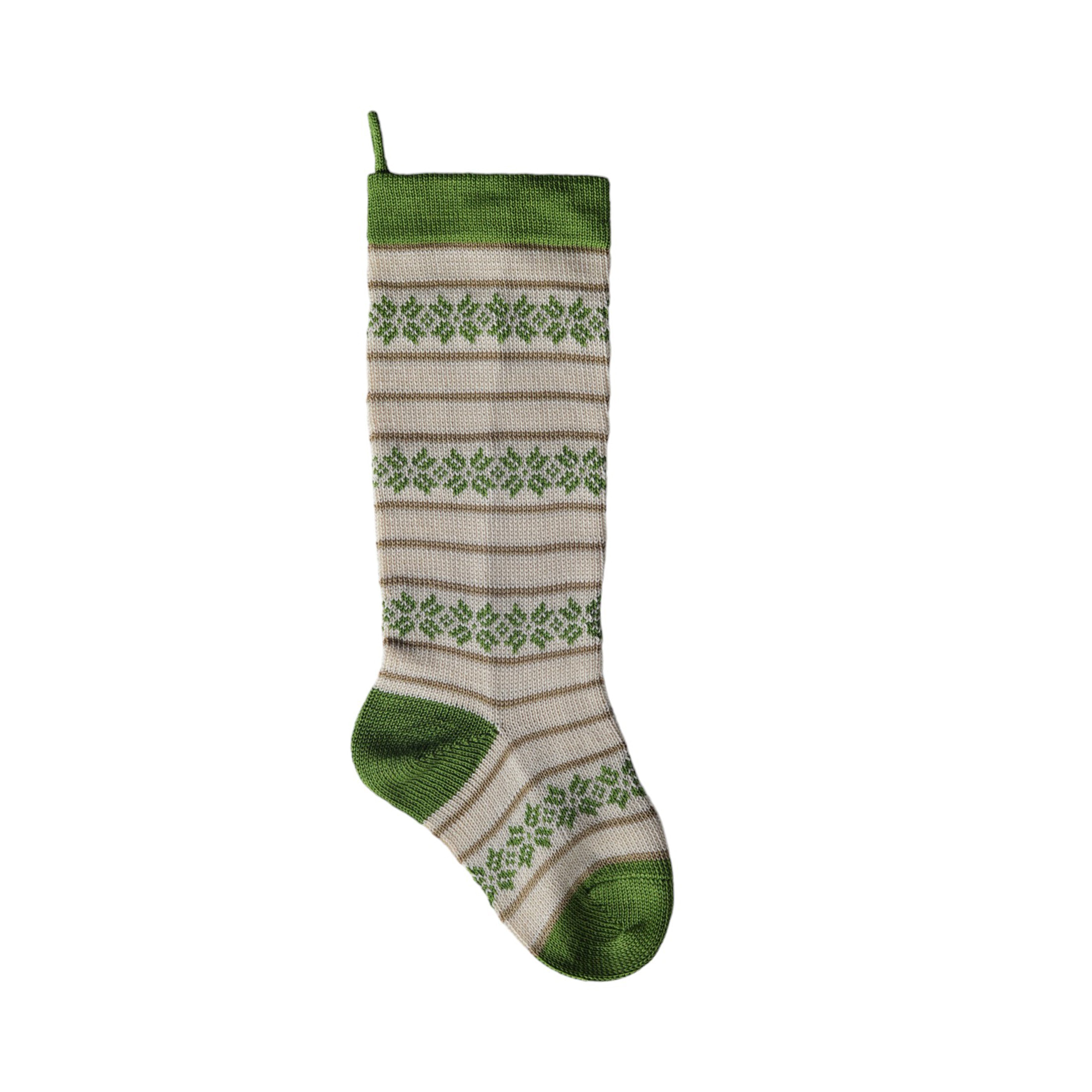 Ecru Patterned Stocking With Green