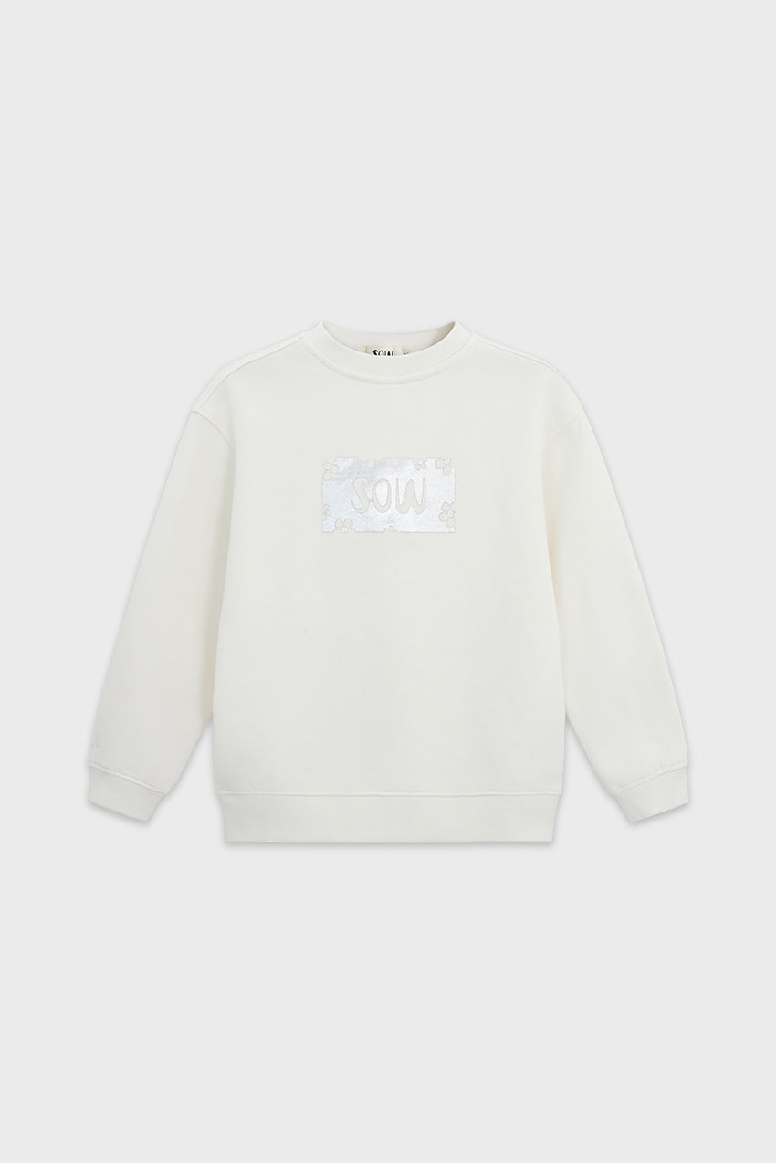Relaxed Organic Fleece Sweatshirt With Sow Print