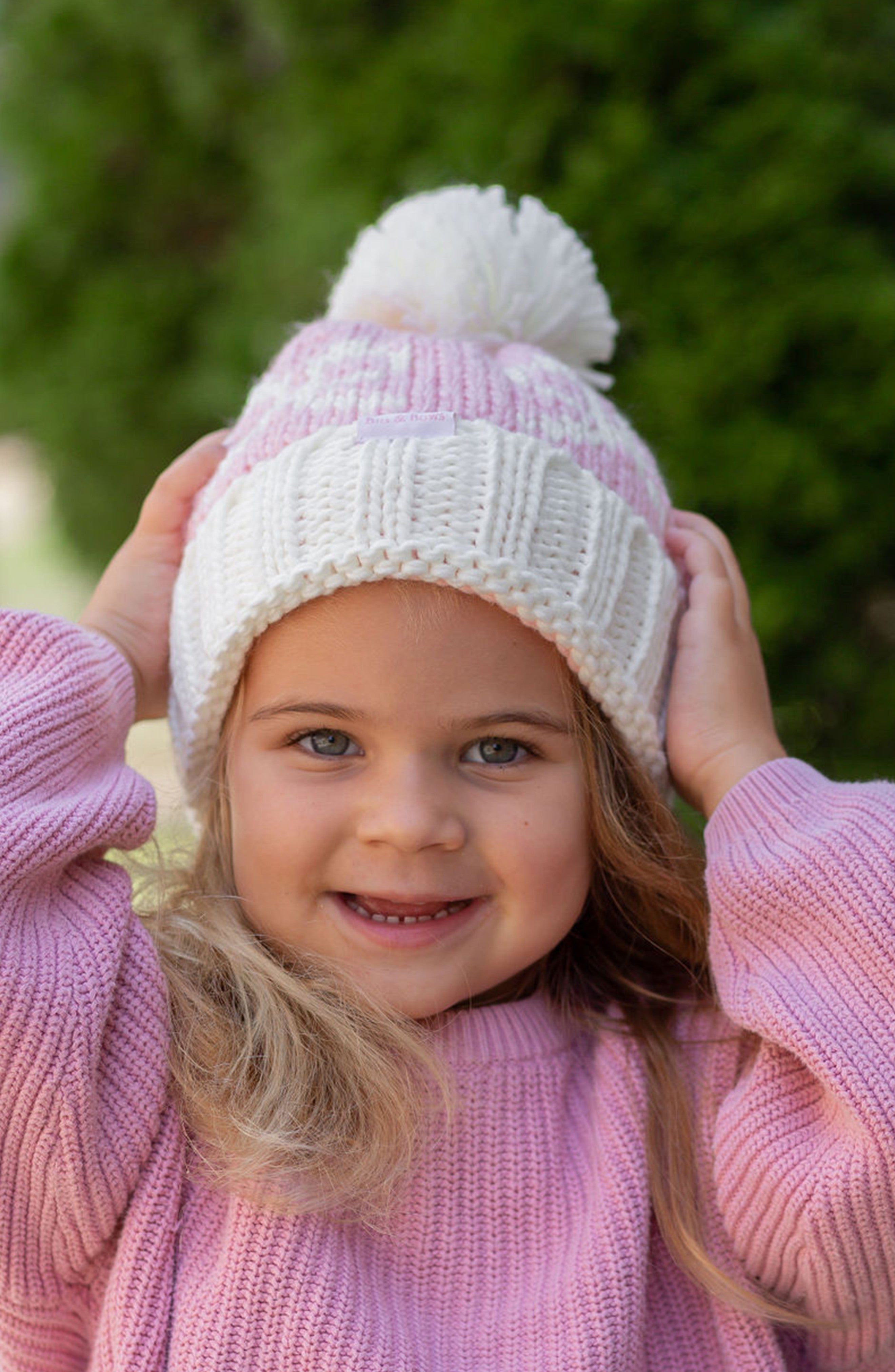Bows Bobble Hat, Pink