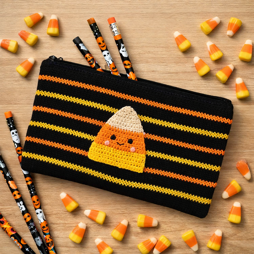 Candy Corn Zippered Pencil Bag