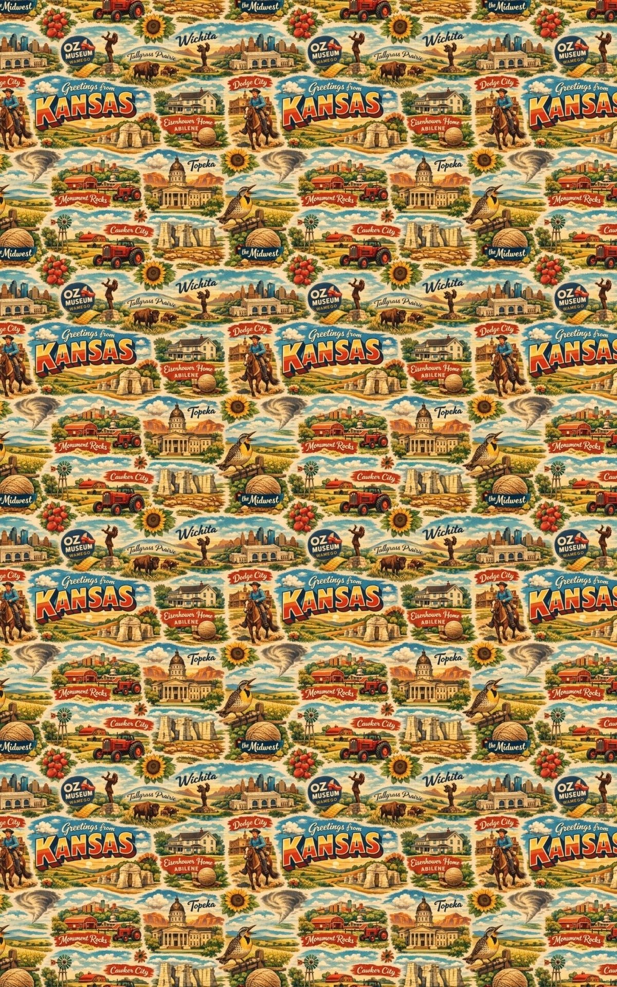 Kansas Postcard Memories Wrapping Paper