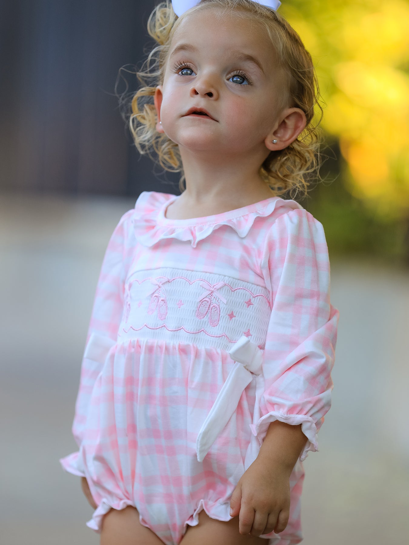 Christmas Pink Cute Bow Plaid Baby Romper: Soft And Comfortable