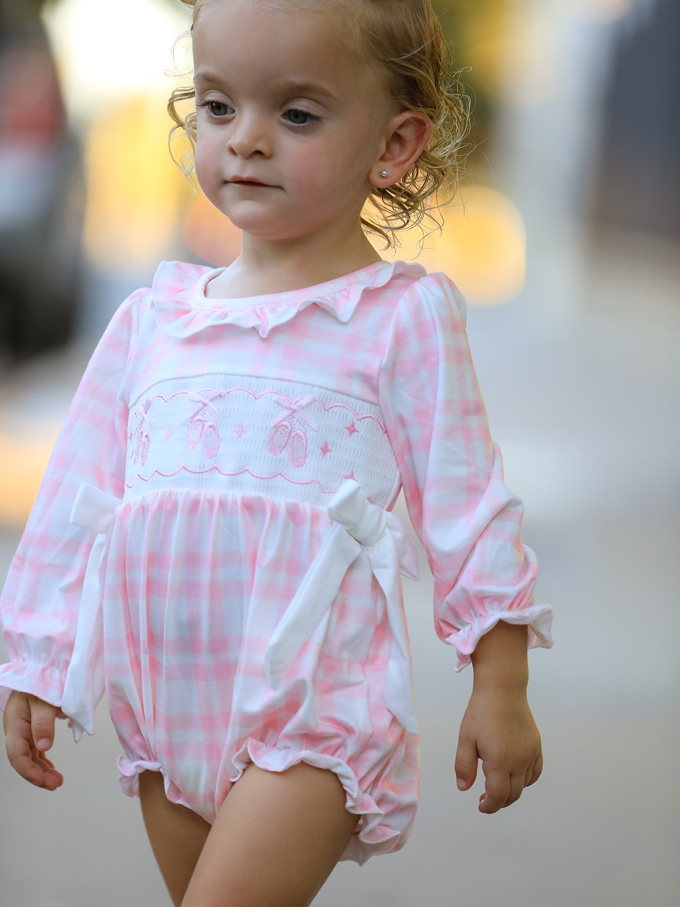 Christmas Pink Cute Bow Plaid Baby Romper: Soft And Comfortable