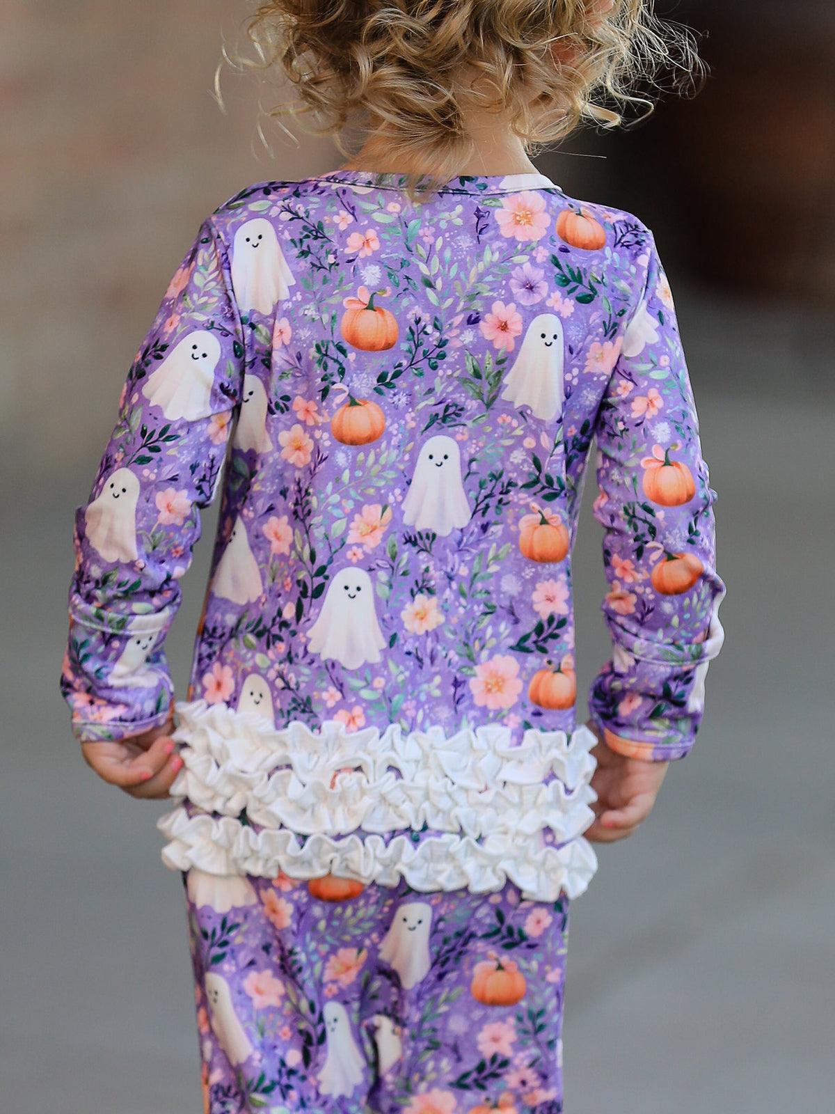 Halloween Ghost Pumpkin Girls Romper Ruffle Zipper