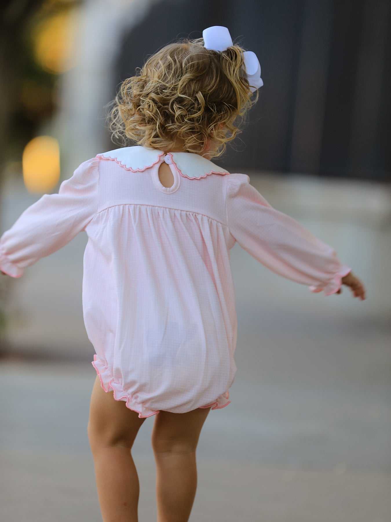 Pink Duck Embroidered Baby Girl Romper Ruffle Collar
