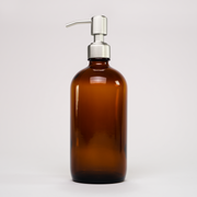 16 Oz Amber Glass Keeper Bottle | Stainless Steel Pump