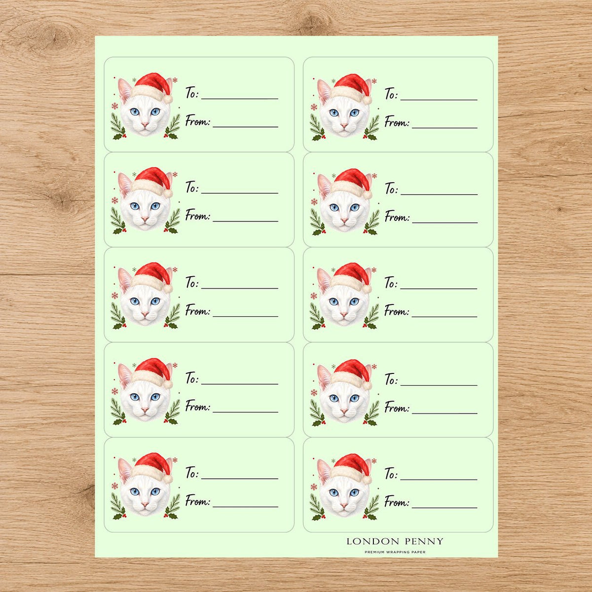 Khao Manee Santa Paws Gift Tag Sticker Sheet