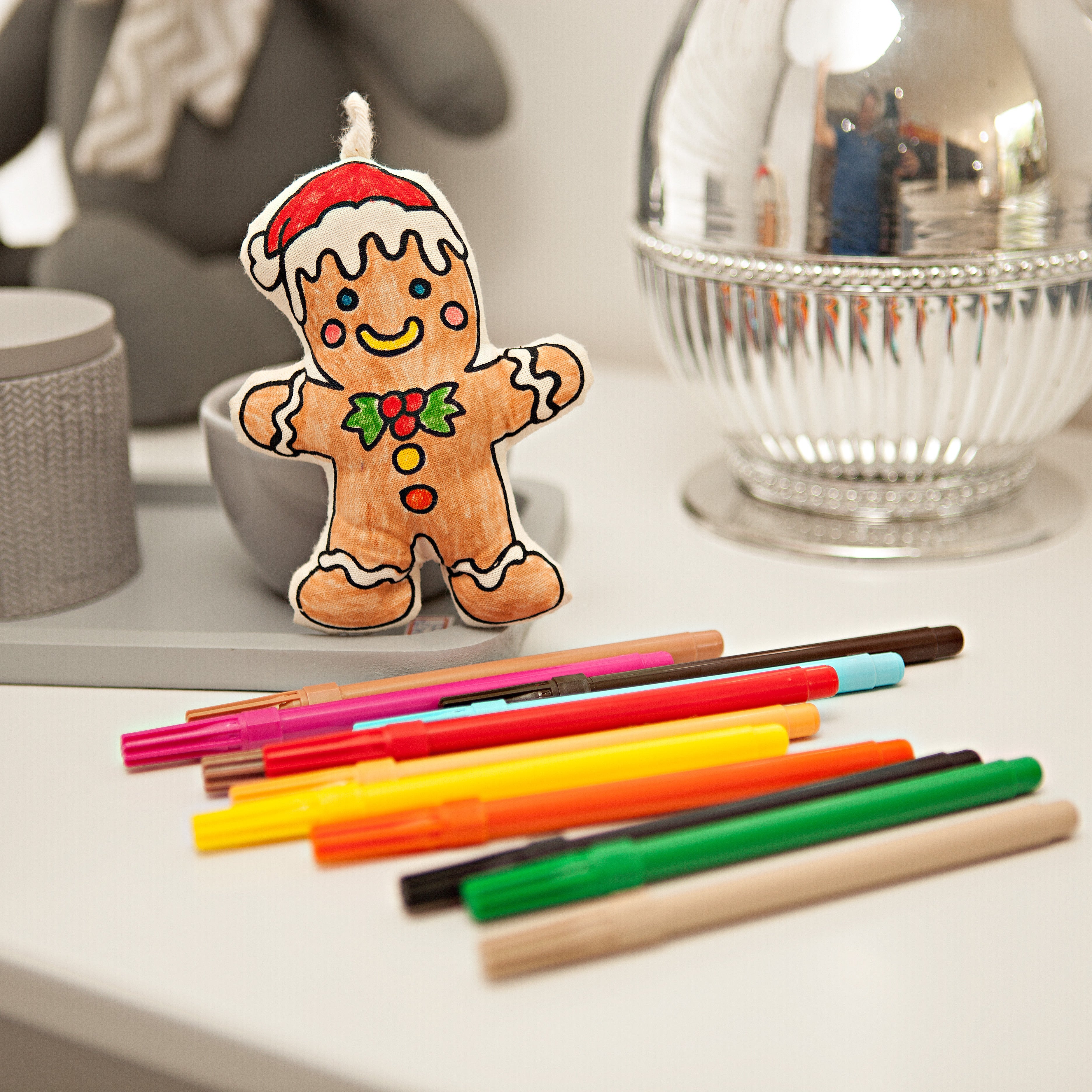 Ornaments For Coloring - Gingerbread Man And Snowman