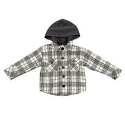 Kids Hooded Shacket In Granite Plaid