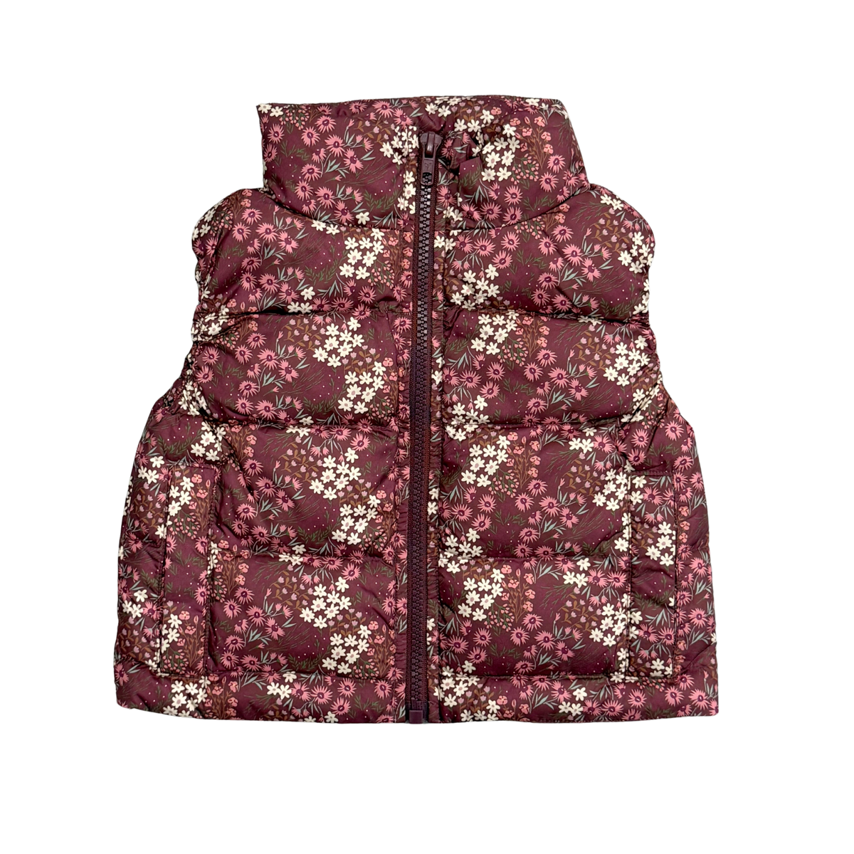 Kids Puffer Vest In Cluster Garden Floral