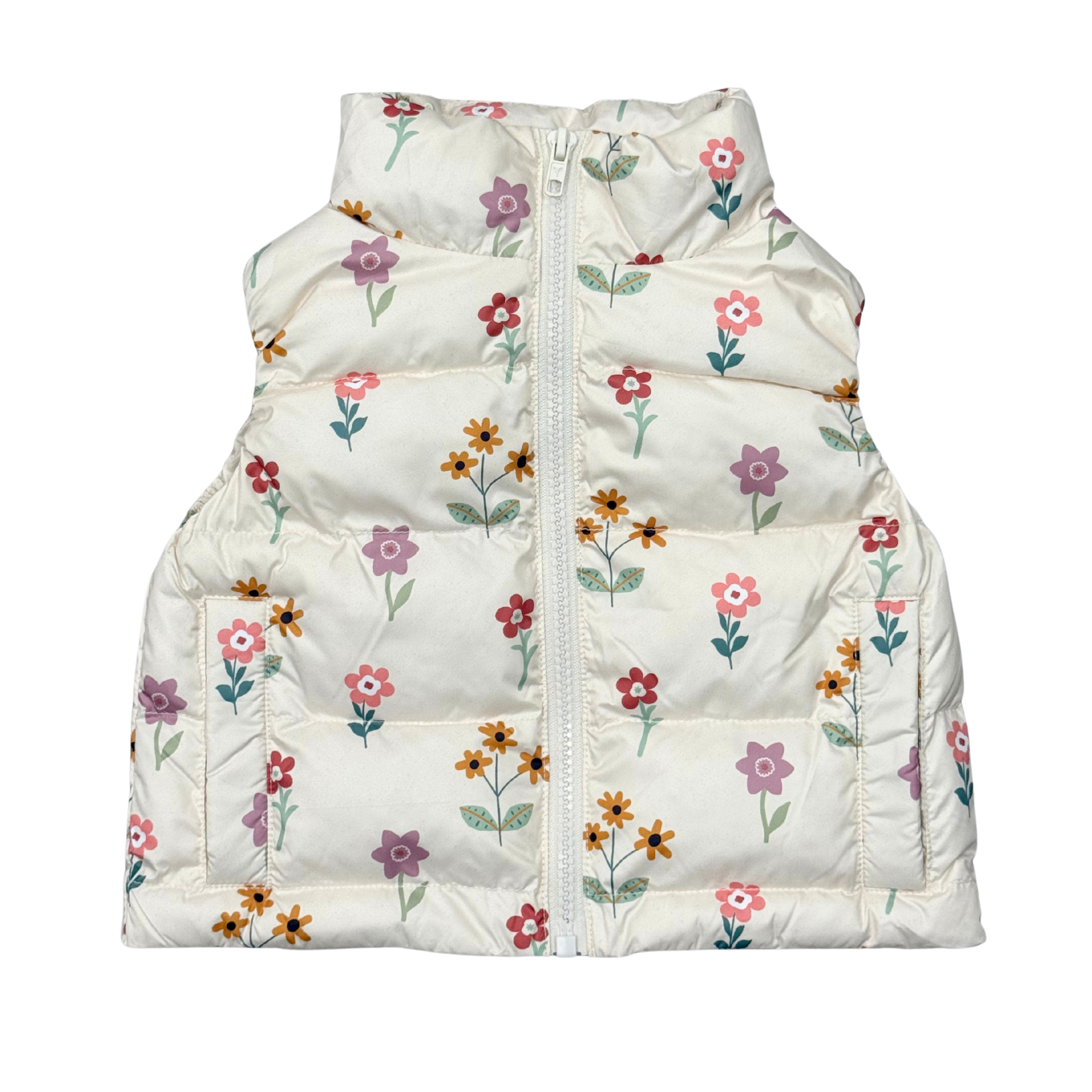 Girls Puffer Vest In Meadow Bloom