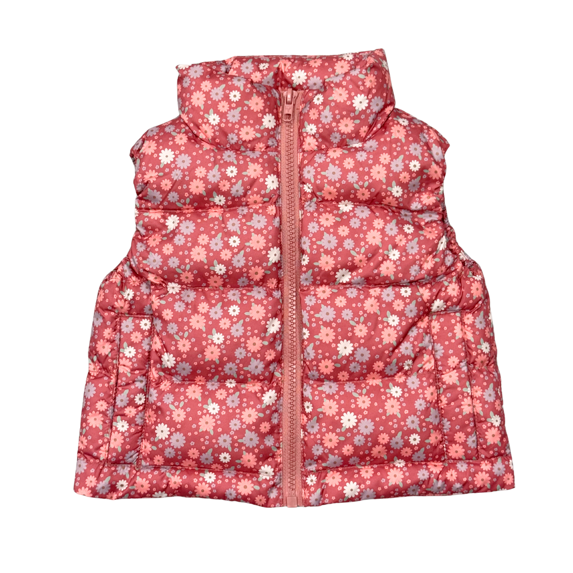 Girls Puffer Vest In Tiny Petals