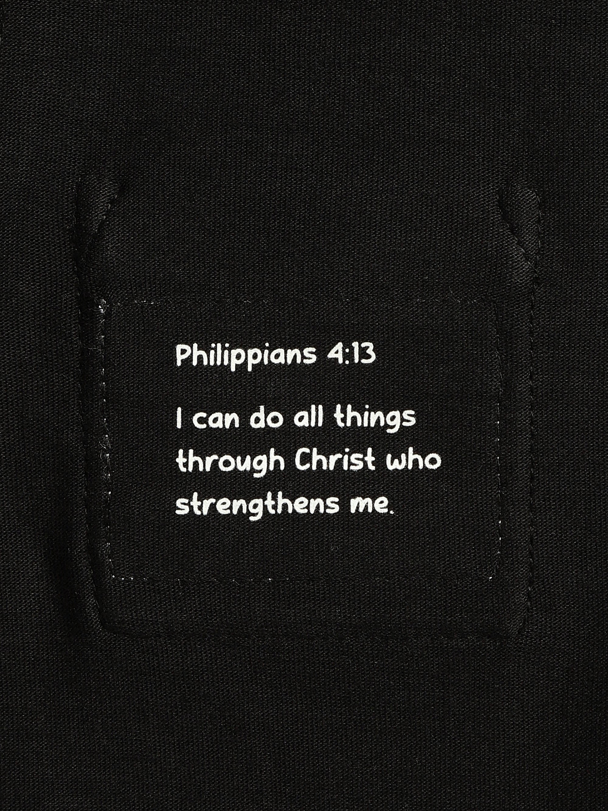 Black Prayer Pocket Short Sleeve T-shirt Cotton