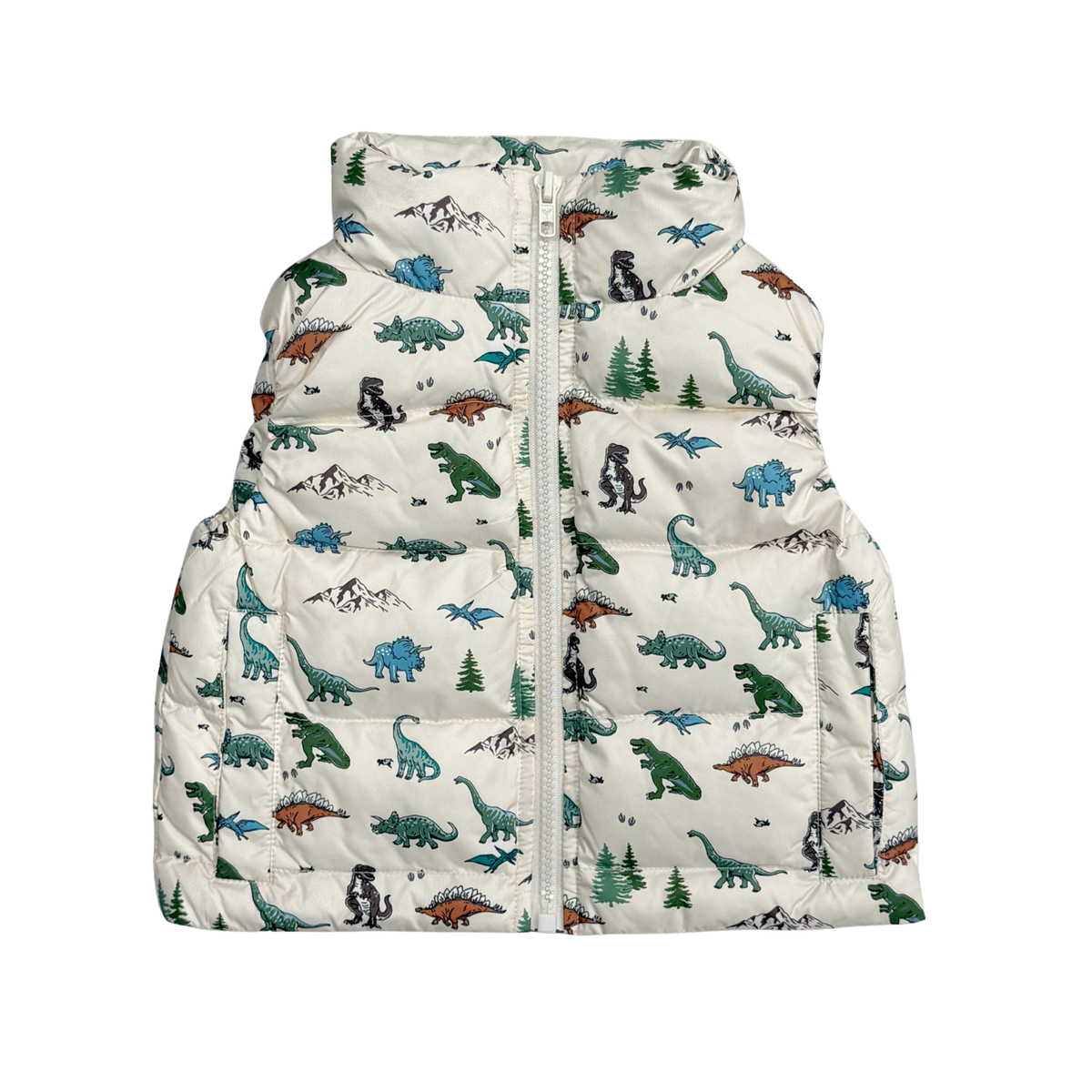 Kids Puffer Vest In Dino Land