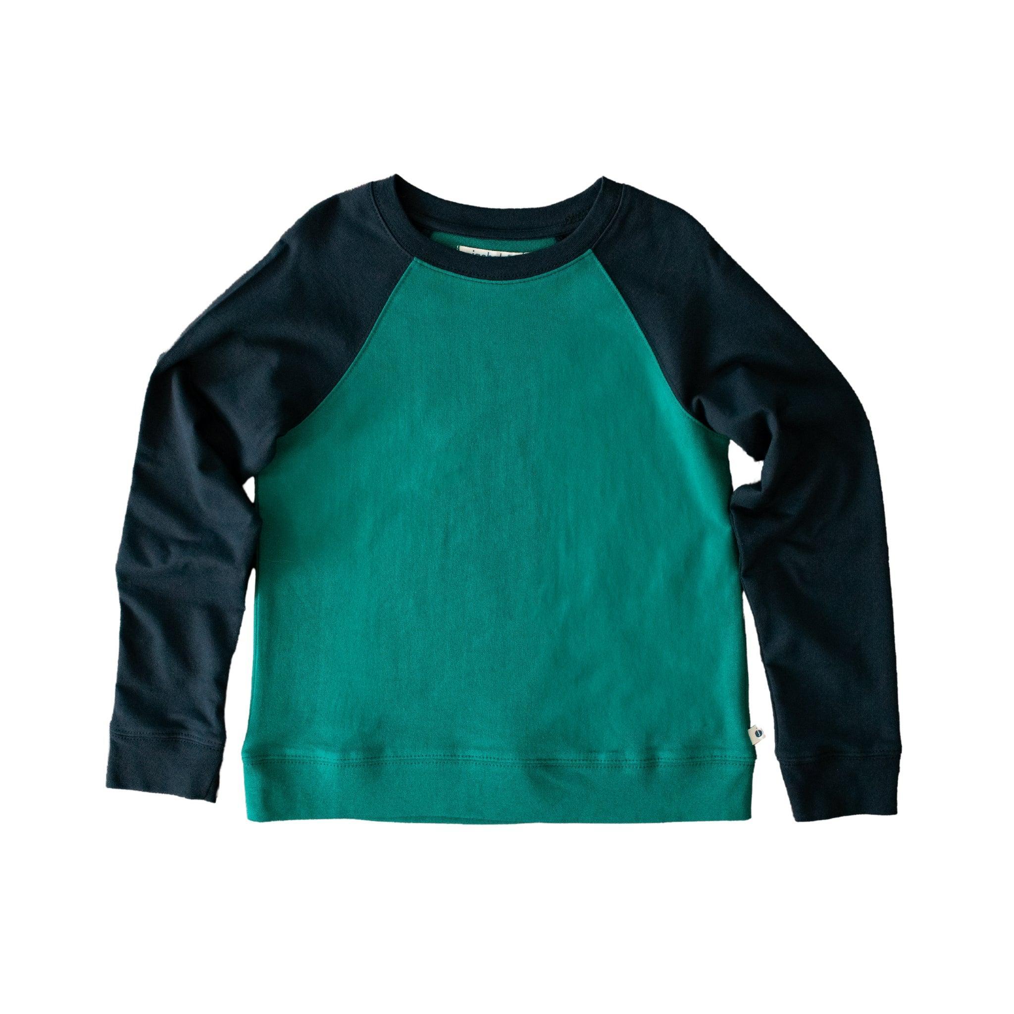 Stevie Raglan Sweatshirt - Hunter Green & Navy Color Block