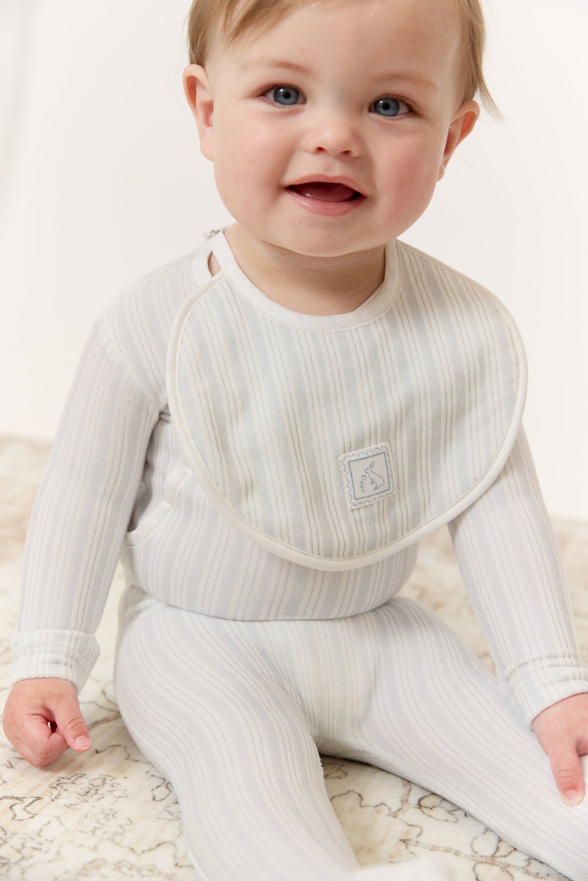 Stripe Stamp Bib - Blue