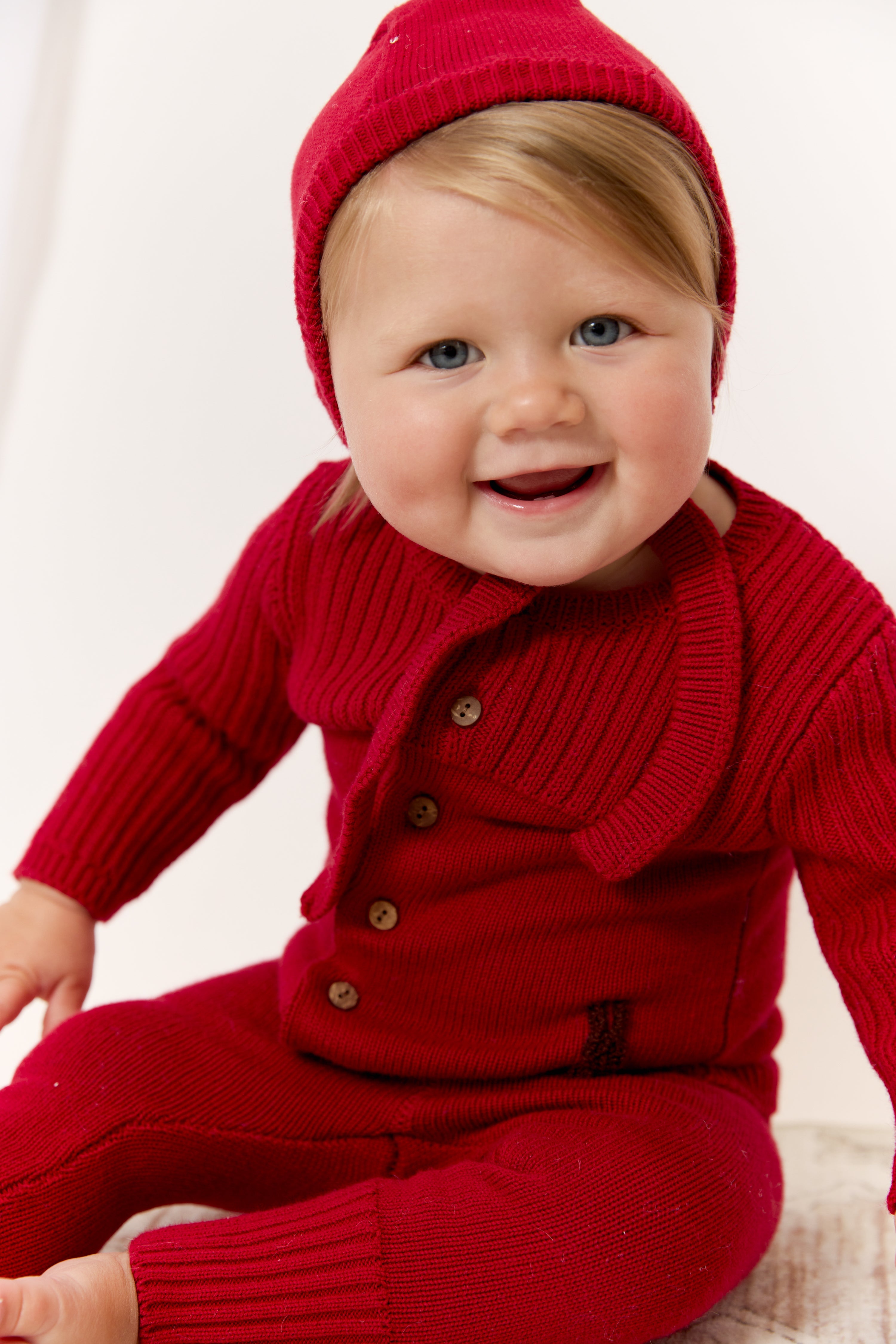 Bunny Knit Set With Hat - Red