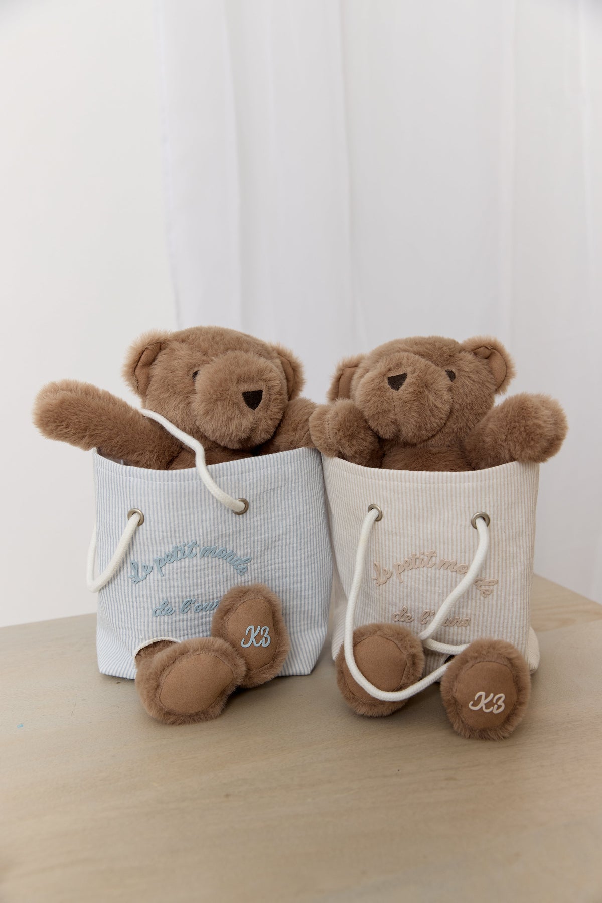 Petit Ours Teddy In A Bag - Blue