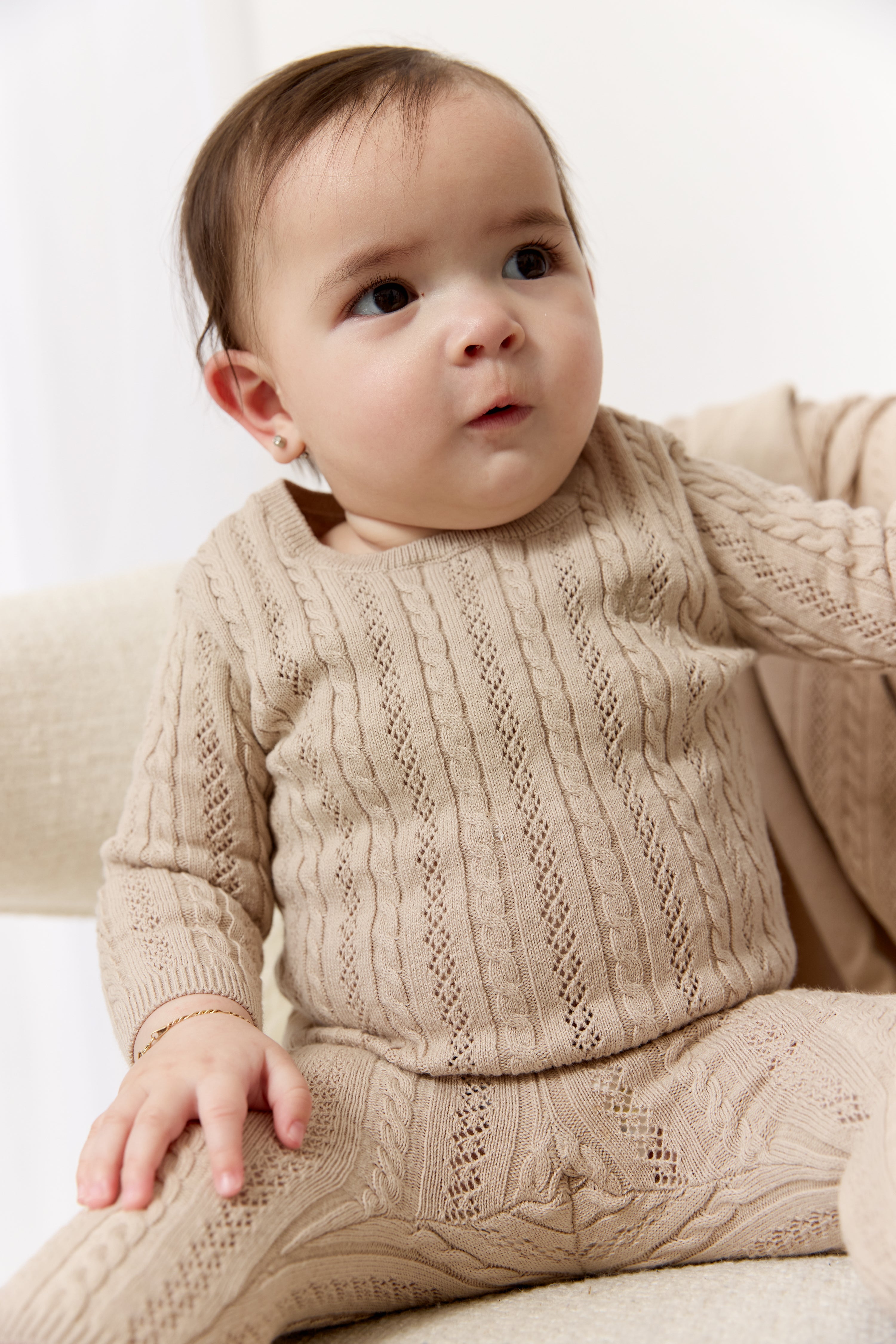 Kb Pointelle Knit Set - Taupe