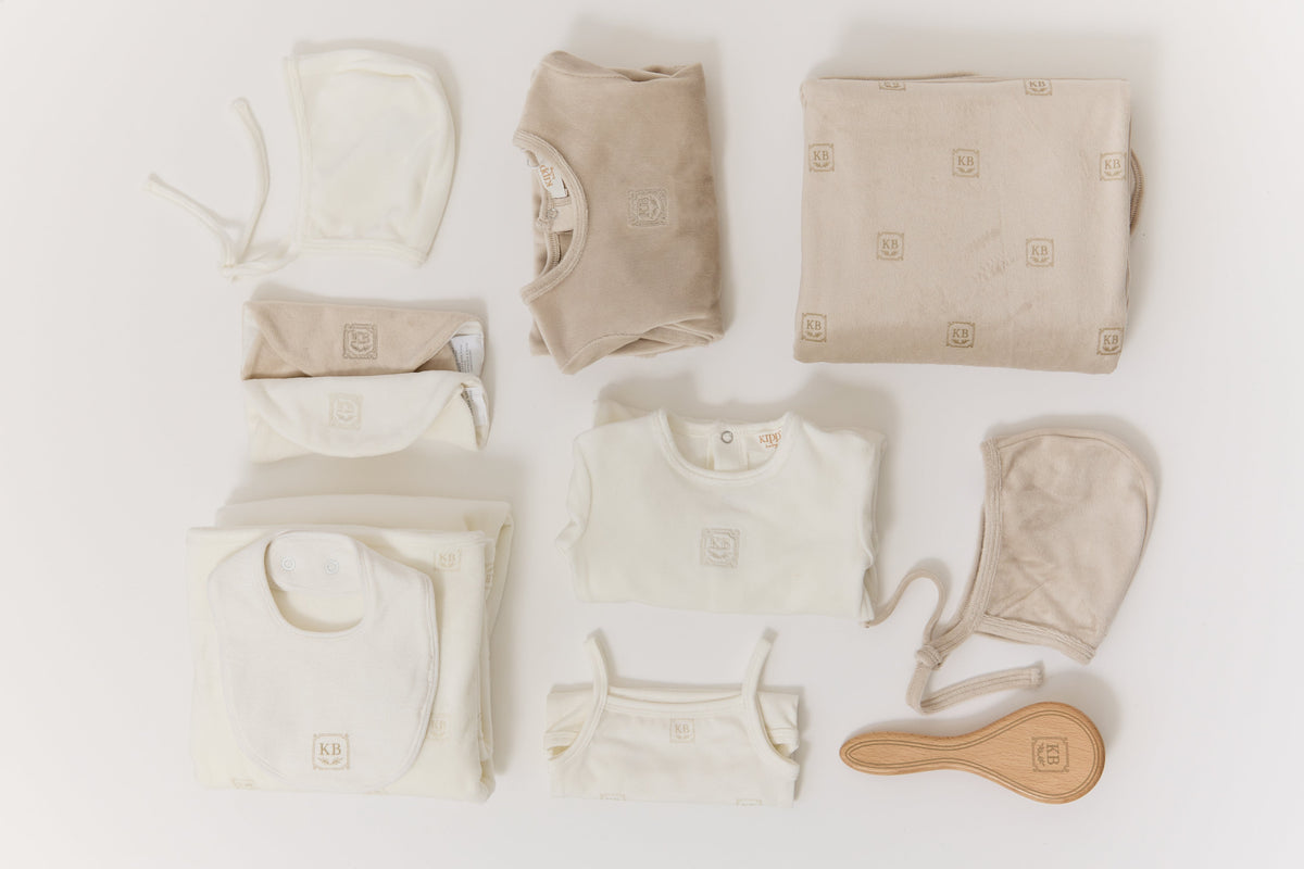 Kb Logo Footie, Hat And Blanket Set - Stone