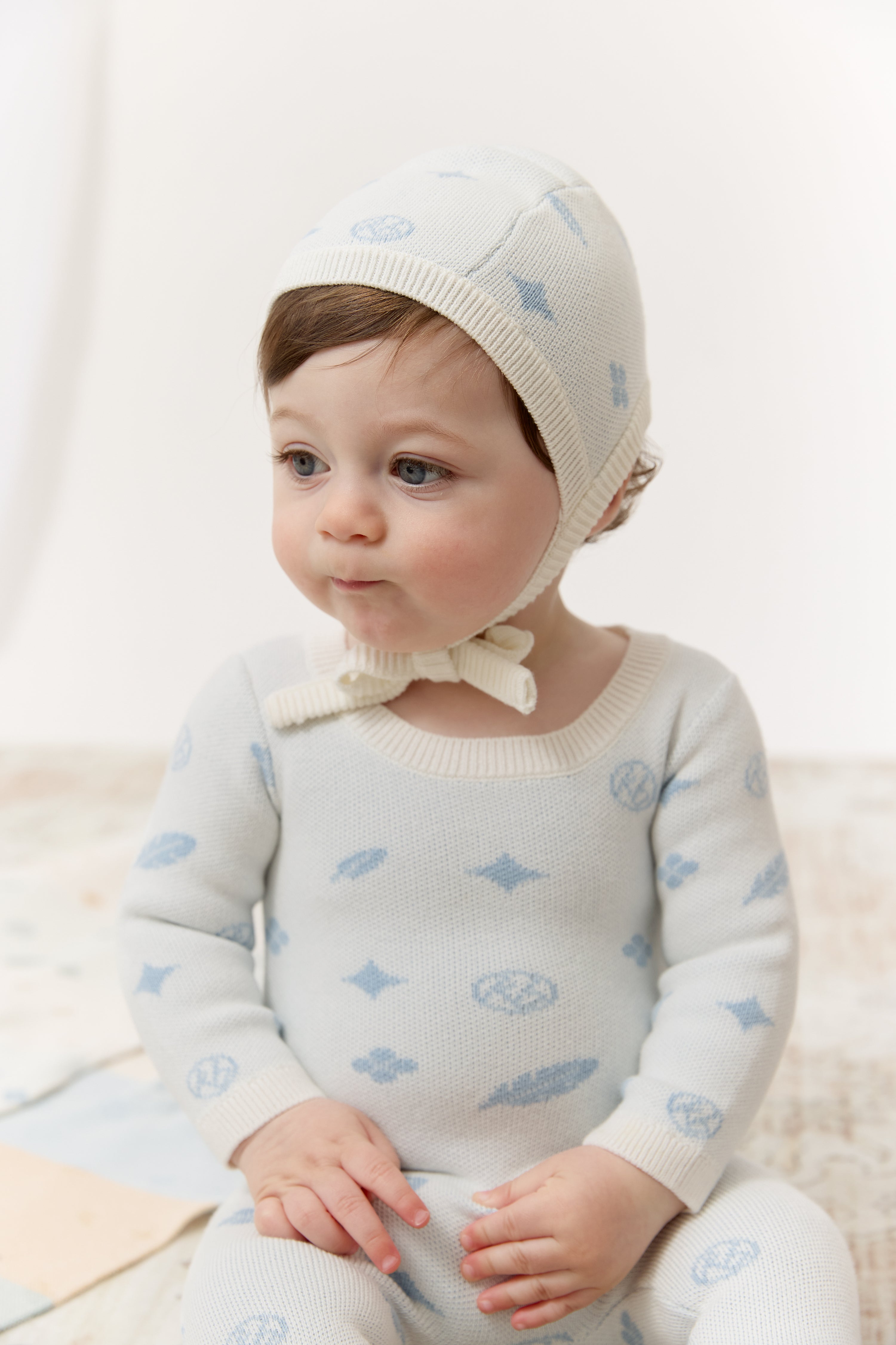 Kb Logo Knit Romper & Hat Set
