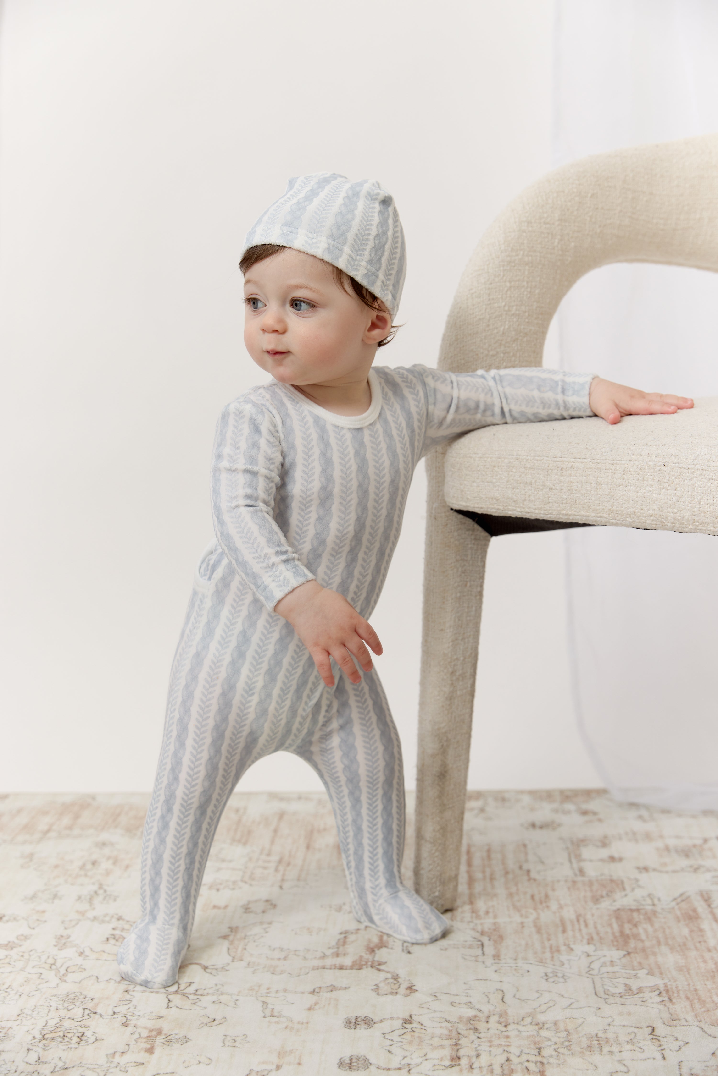 Atelier Cable Footie - Blue