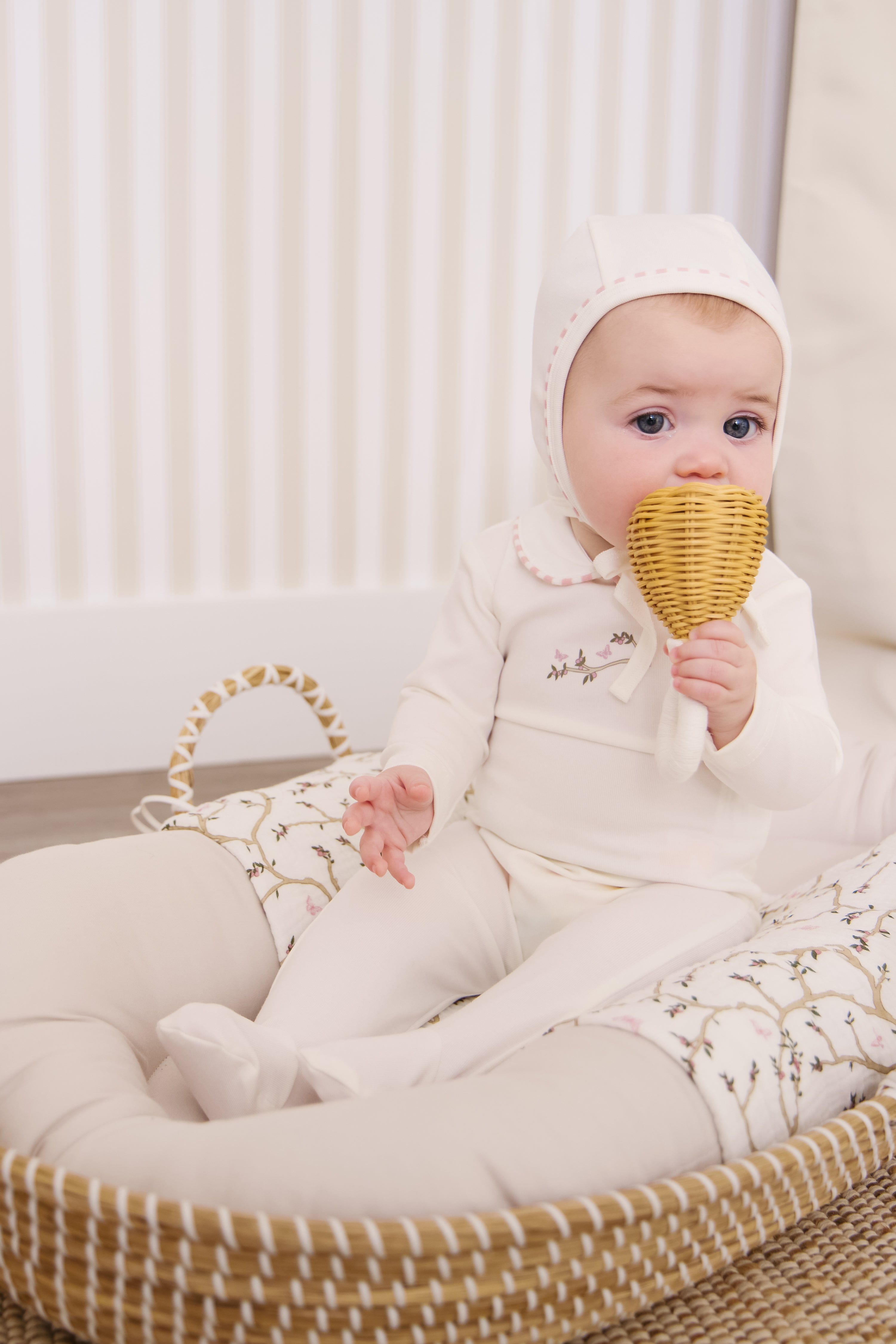 Magical Meadow Collar Footie 3pc Set - White Pink