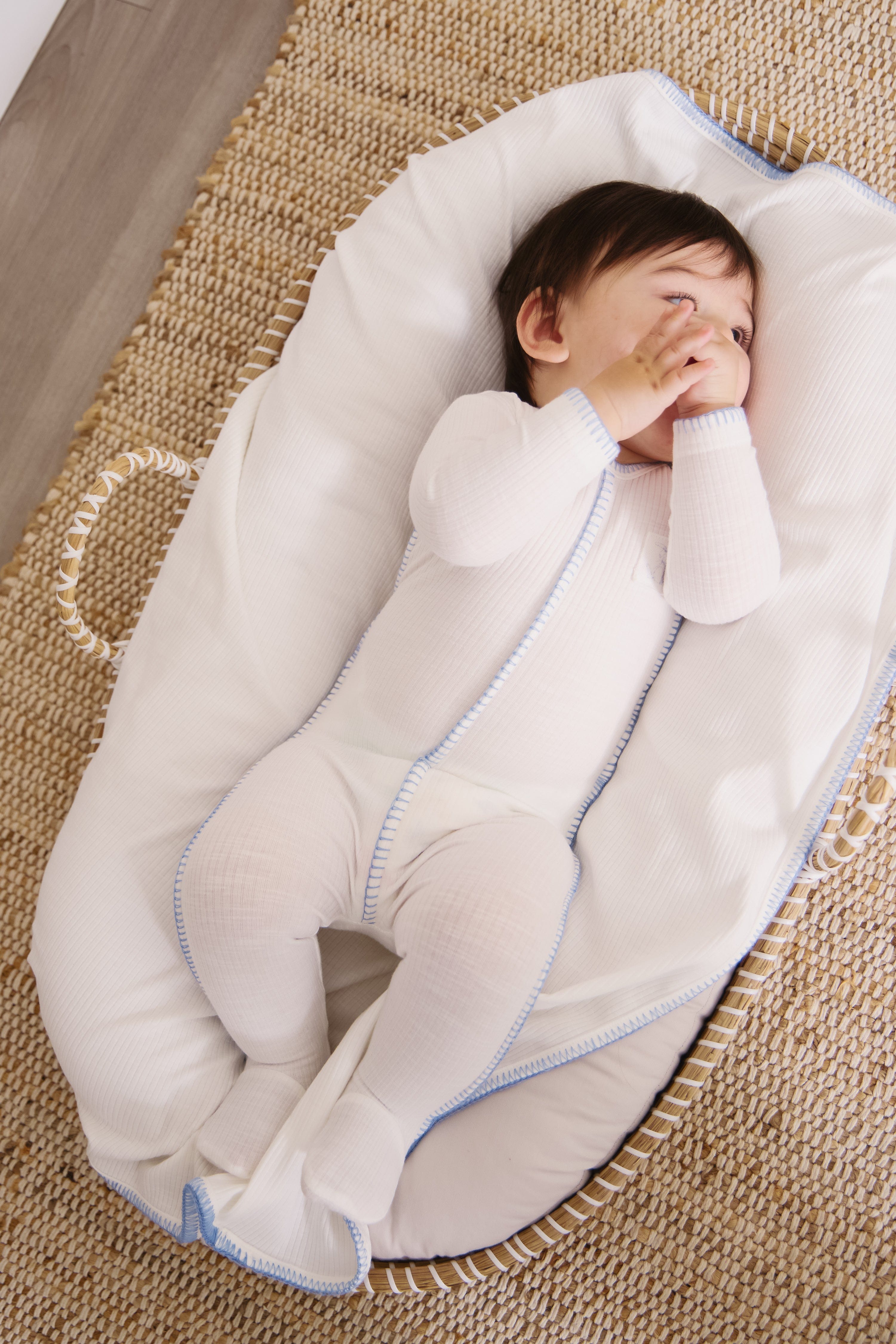 Bunny Rib Footie 3pc Set - Blue