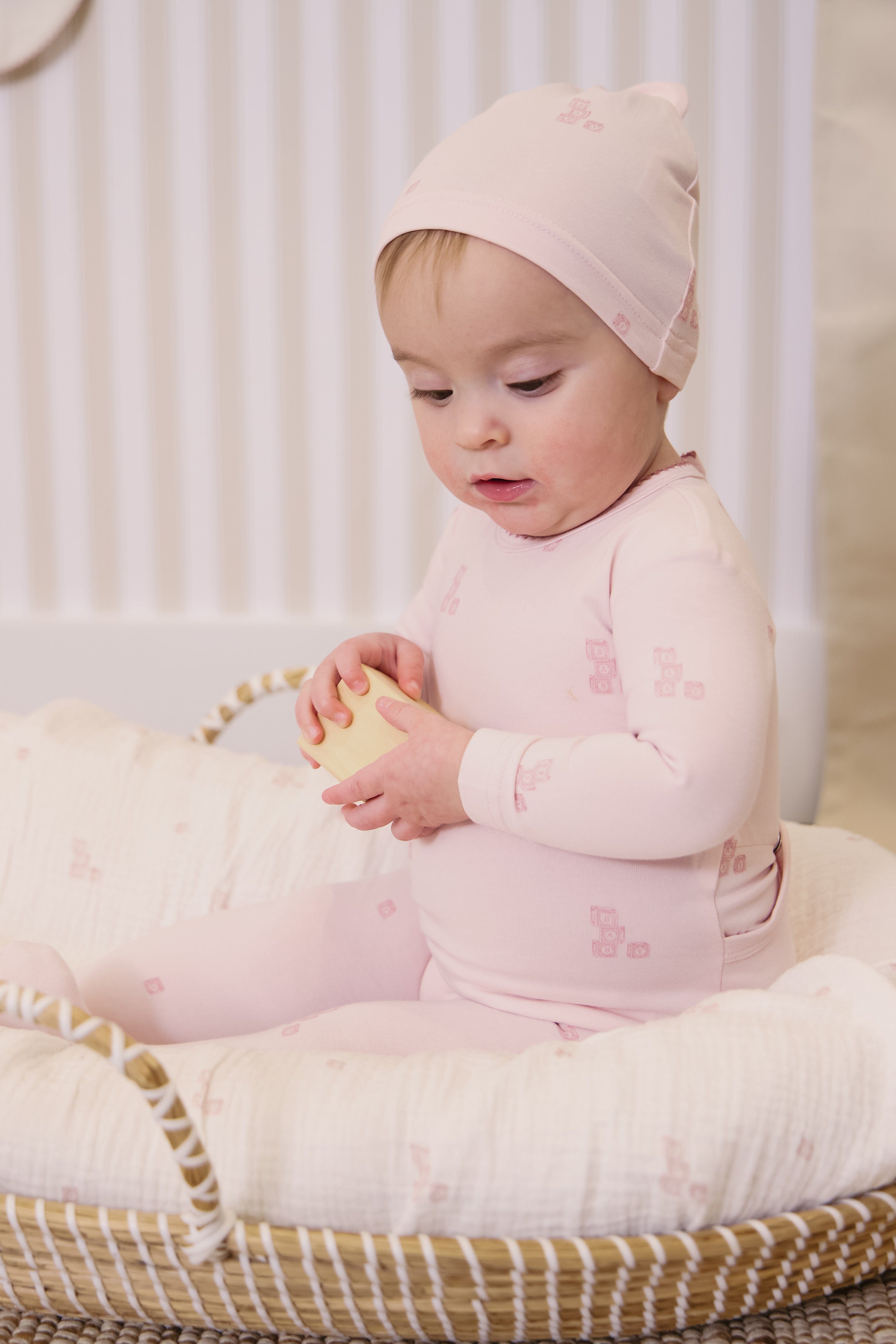 Baby Blocks Footie - Pink