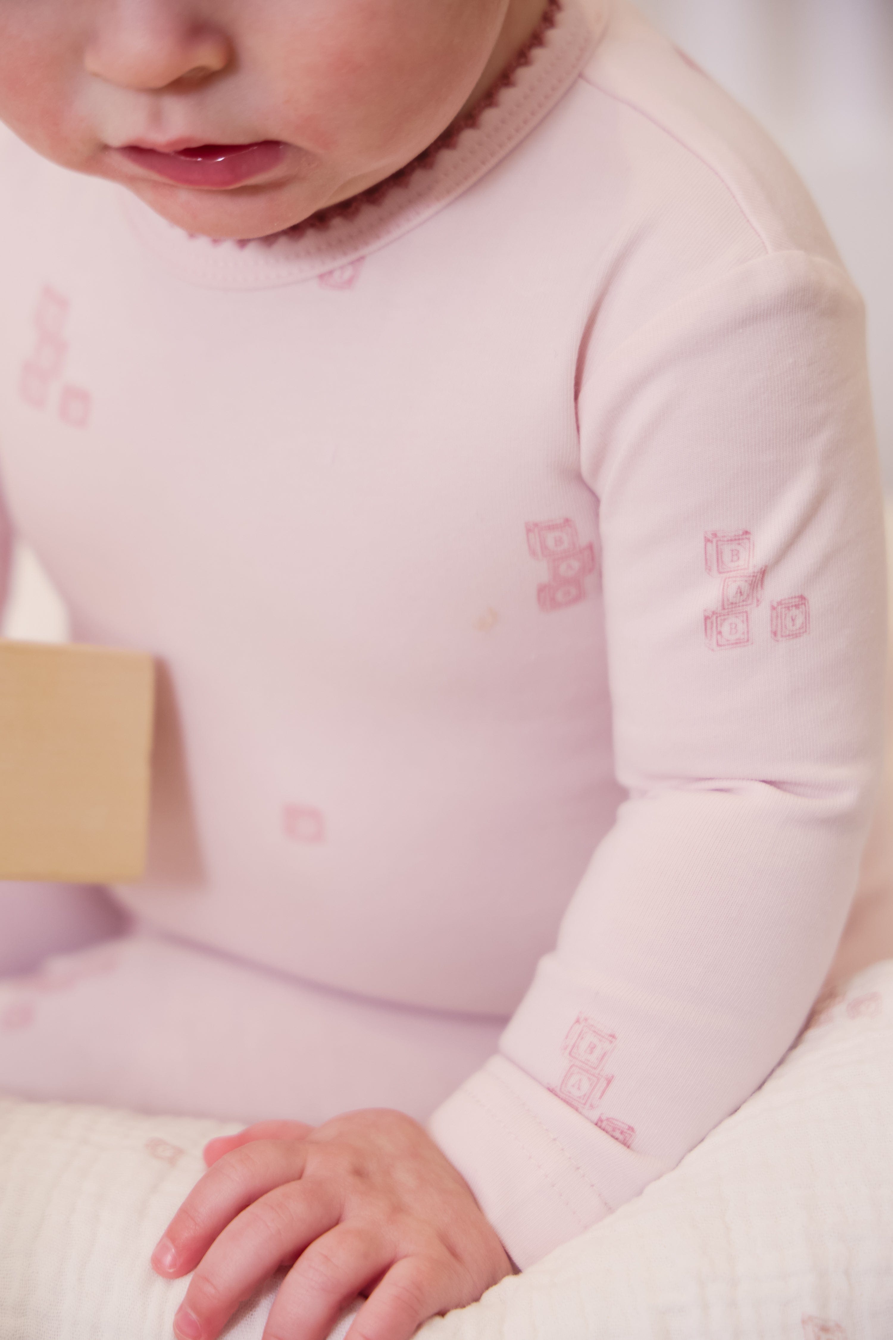 Baby Blocks Footie + Hat - Pink