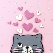 Set, 3d Painting, "kitten", Primed Fibreboard, 18x18cm, Rosa Talent