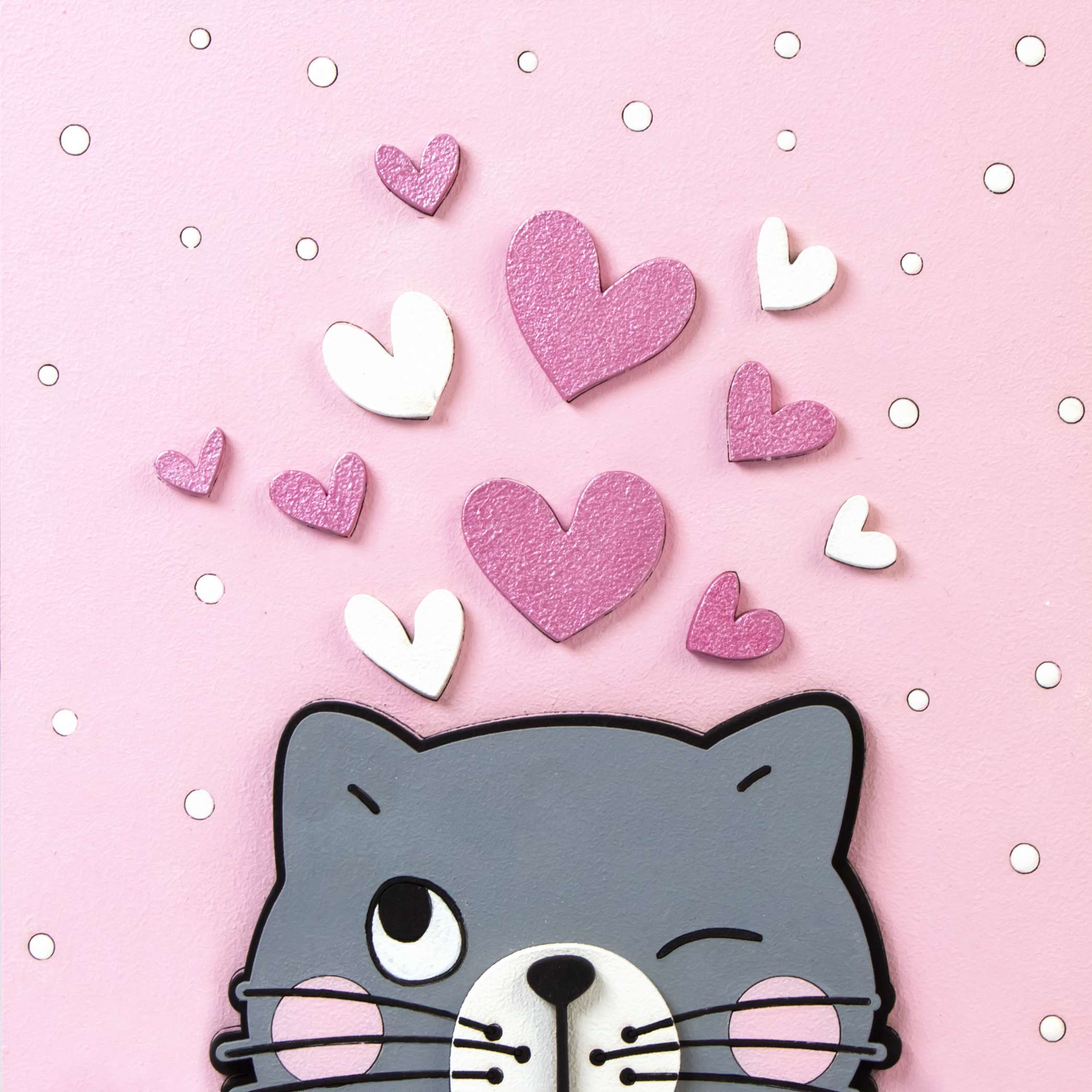 Set, 3d Painting, "kitten", Primed Fibreboard, 18x18cm, Rosa Talent