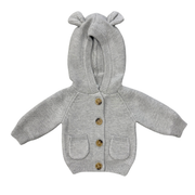 Knit Hoodie In Gray Marble