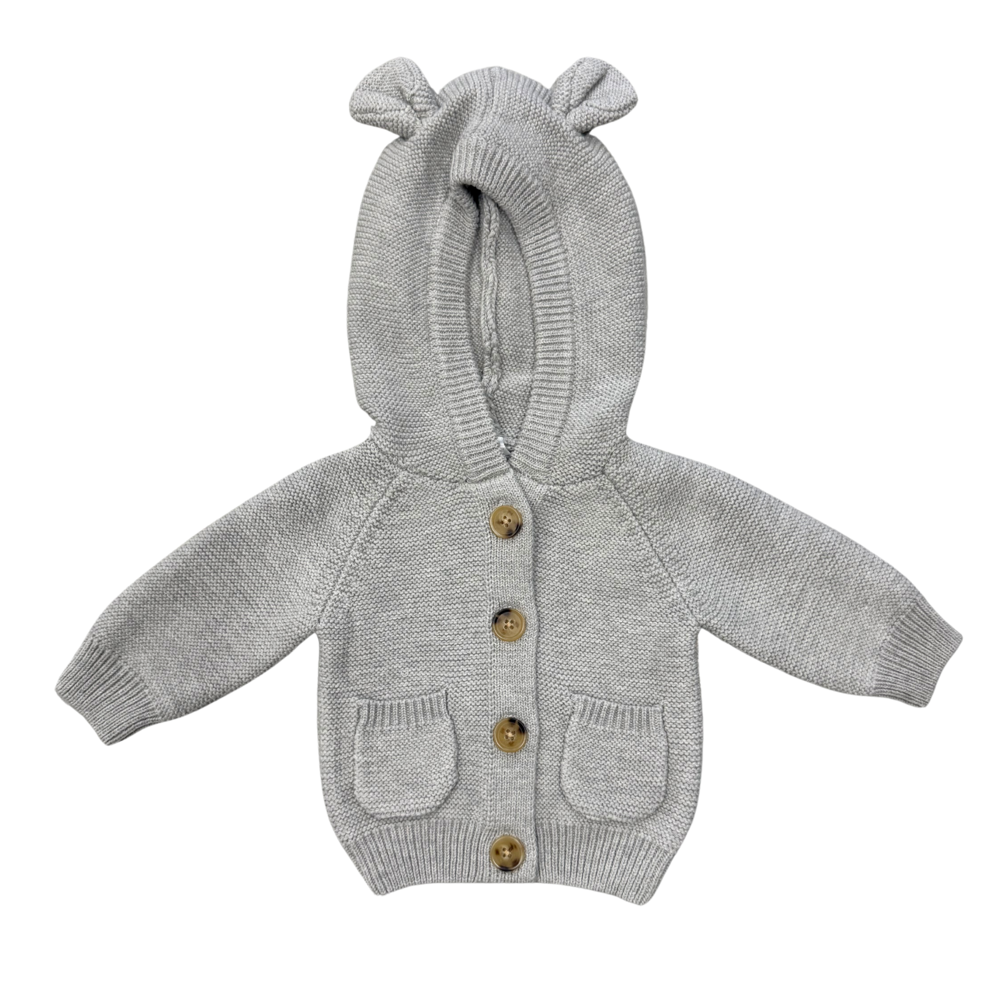 Knit Hoodie In Gray Marble