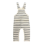 Baby Boy Knit Pocket Overalls In Charcoal Stripe