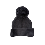 Knit Pom Hat In Charcoal
