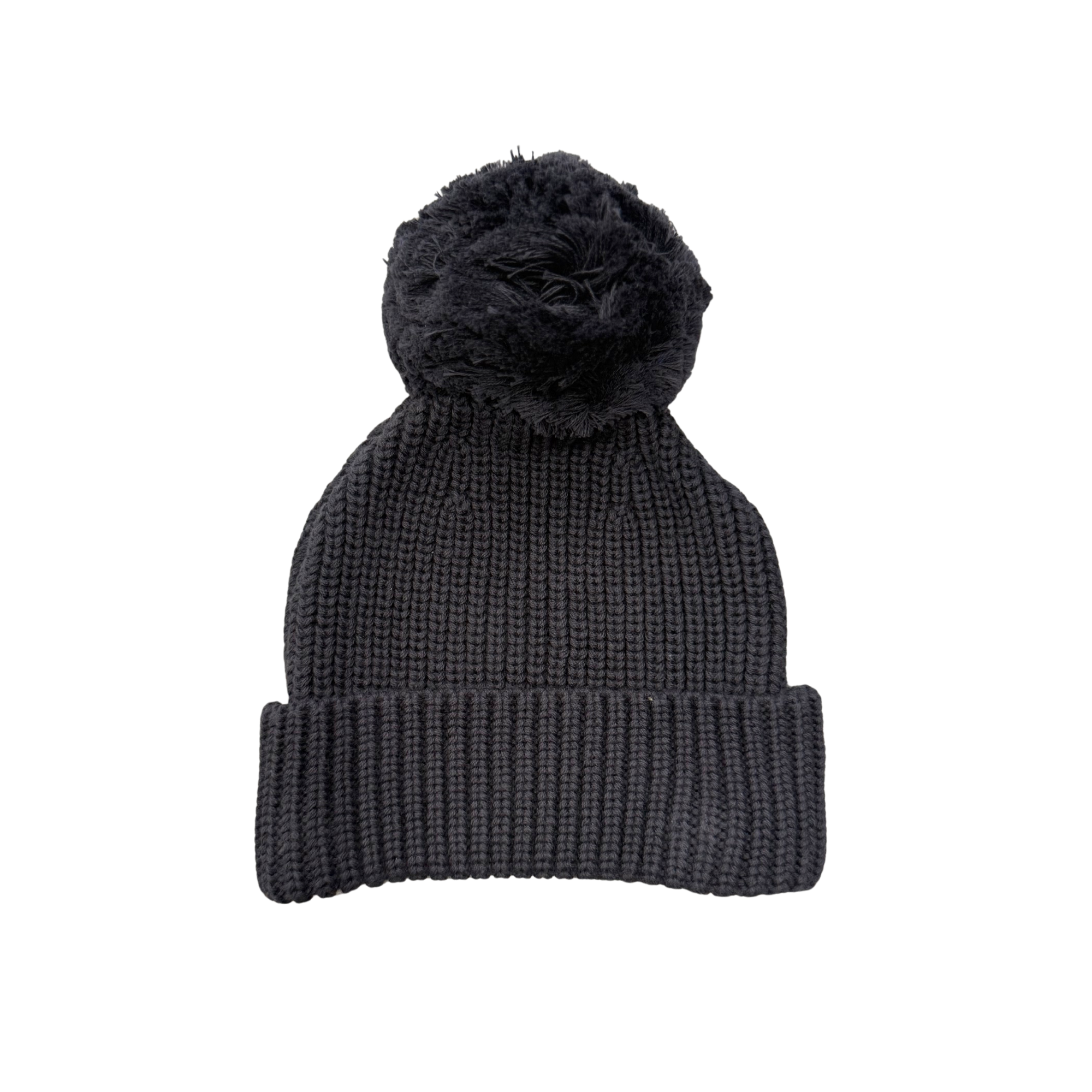 Knit Pom Hat In Charcoal
