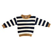 Knit Sweater In Charcoal Bronze Stripe