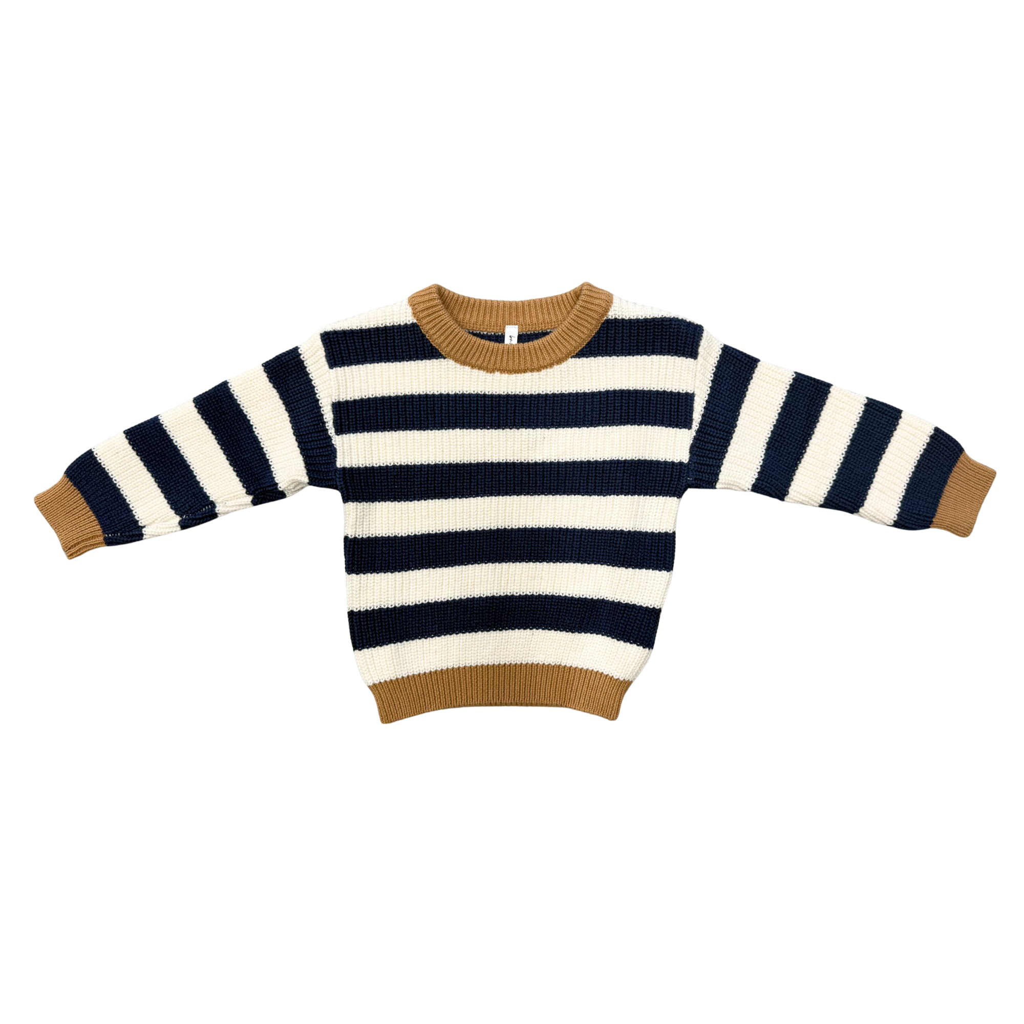 Knit Sweater In Charcoal Bronze Stripe