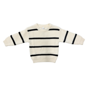 Knit Sweater In Charcoal Cream Stripe