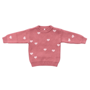 Girls Knit Sweater In Pink Hearts