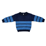 Boys Knit Sweater In Stonewash Border Stripe