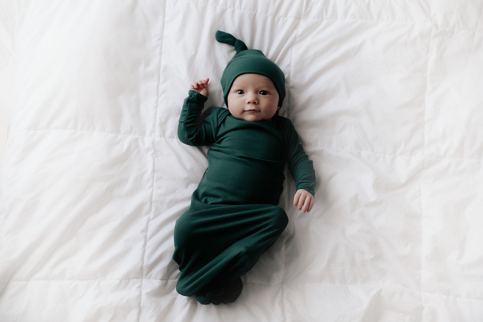 Forest Green Knotted Newborn Baby Gown