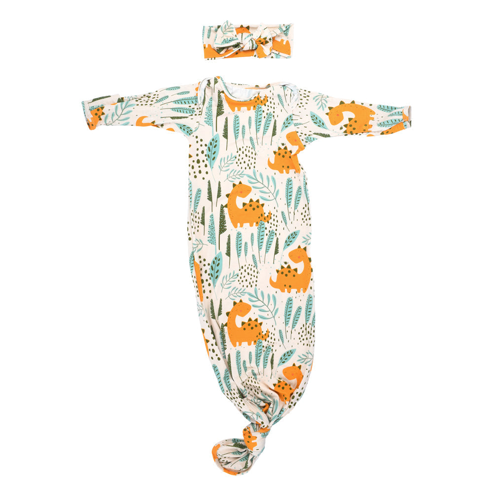 Dinosaur Themed Newborn Knotted Gown