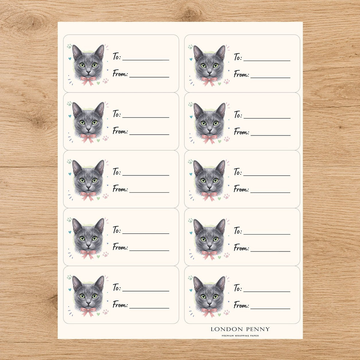 Korat Purrfectly Yours Gift Tag Sticker Sheet