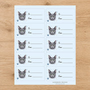 Korat Pawprint Wishes Gift Tag Sticker Sheet