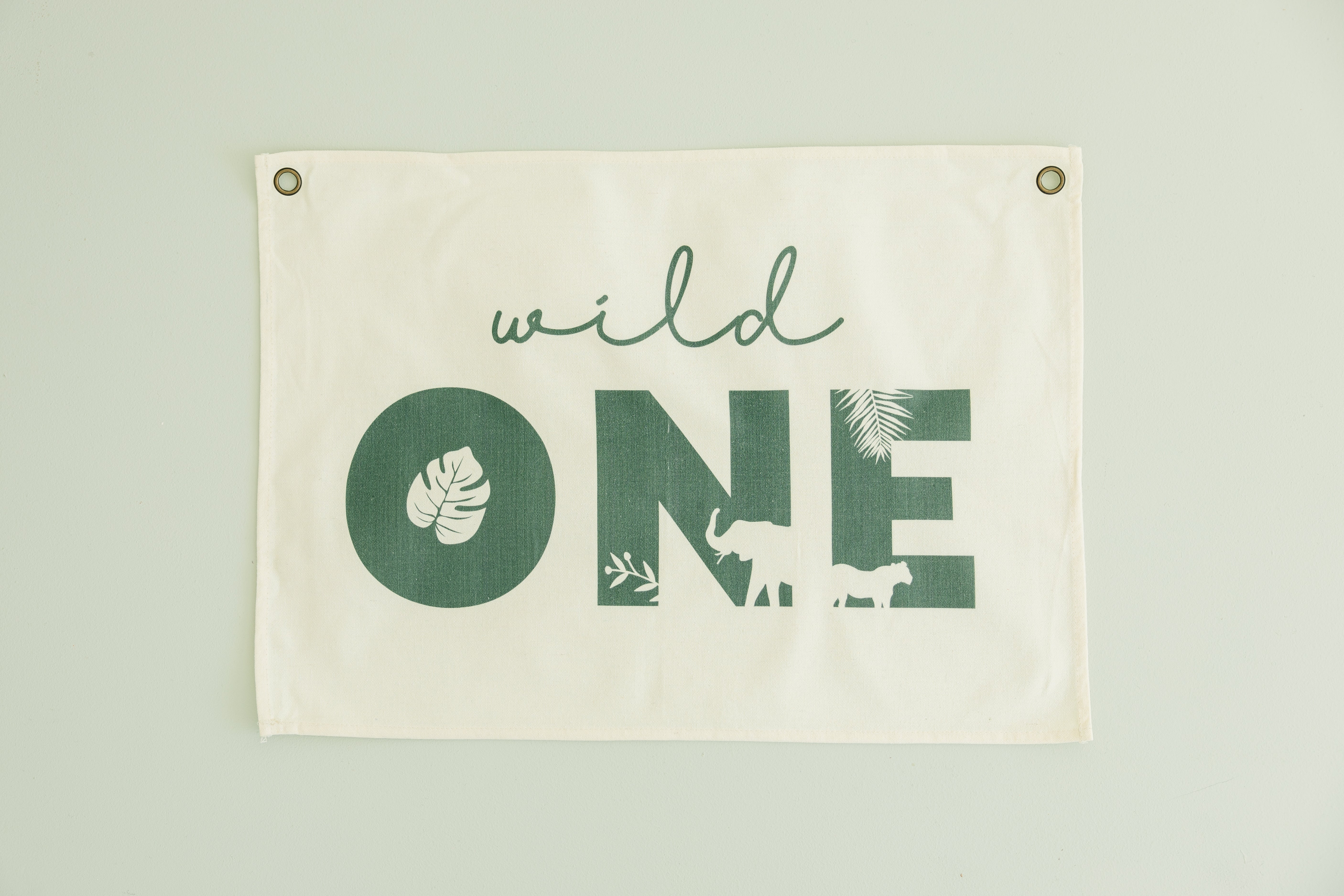 Wild One First Birthday Canvas Banner - Jungle Theme