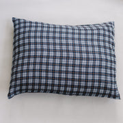 Navy Plaid Muslin Pillow Case