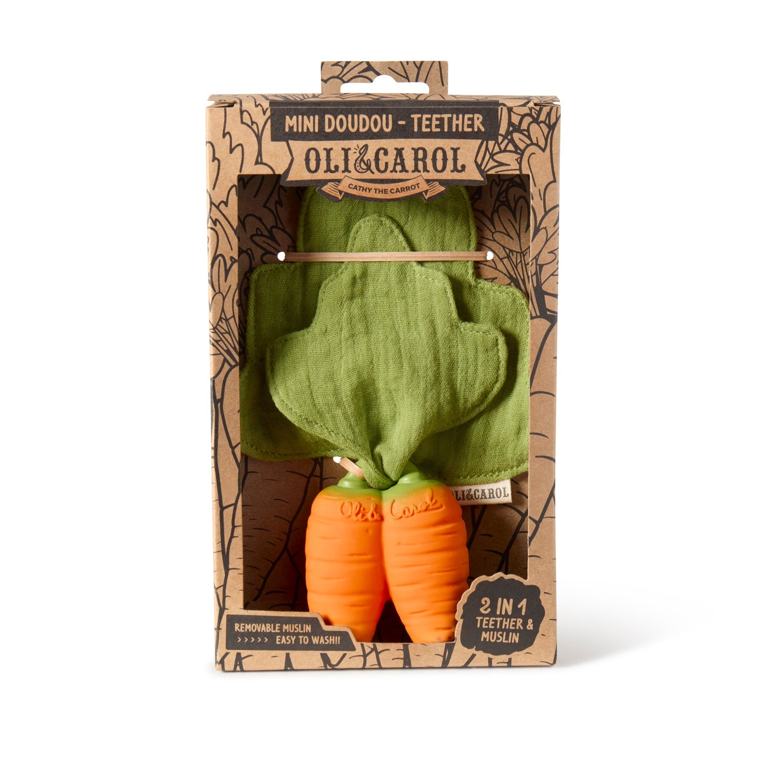 OLI&CAROL Cathy the Carrot Mini Doudou-Teether