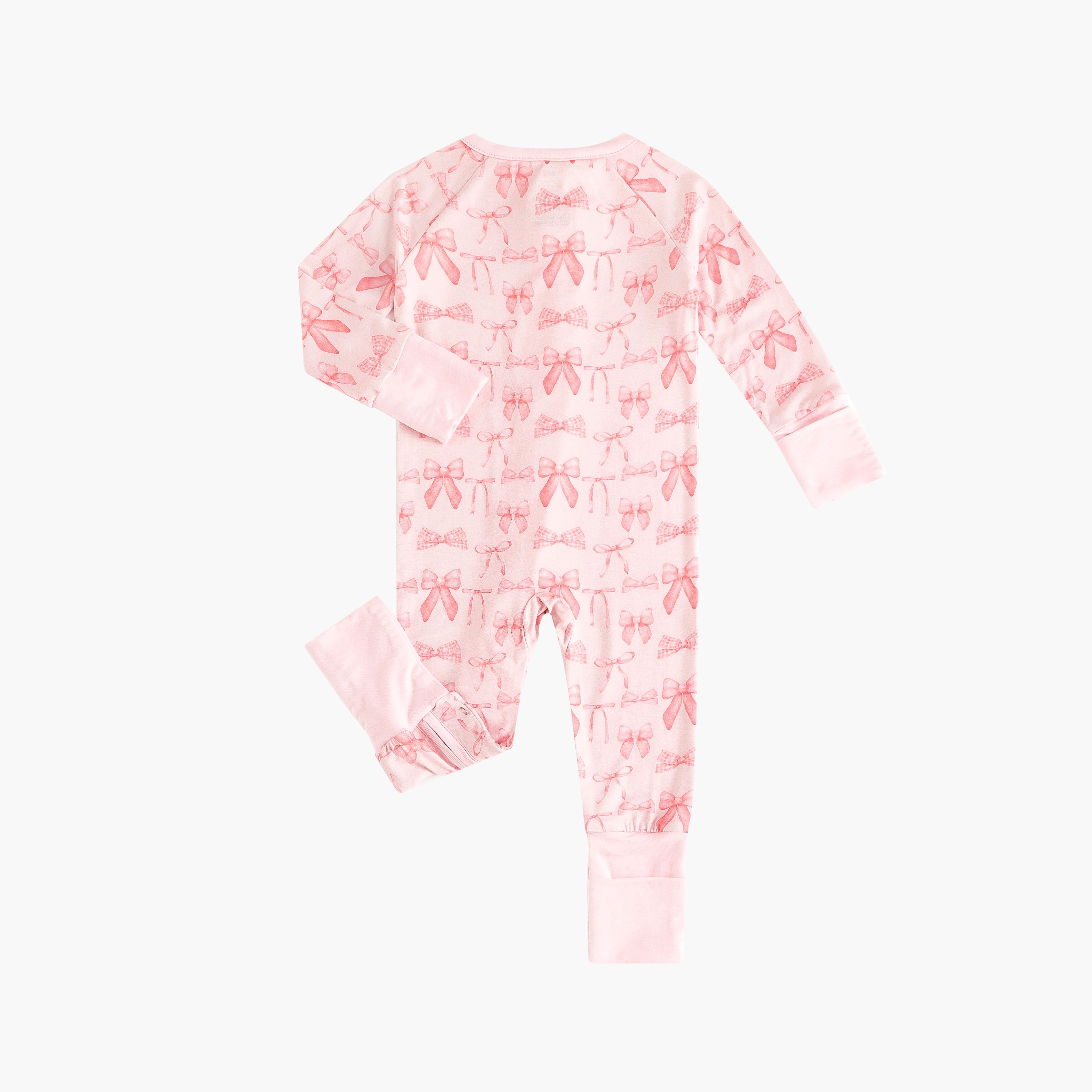 Pink Bows (convertible Zip Footies)